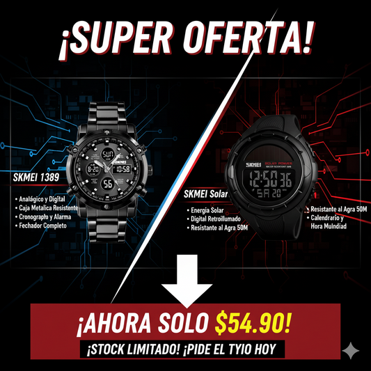 COMBO RELOJ SKMEI 1389 + SKMEI SOLAR