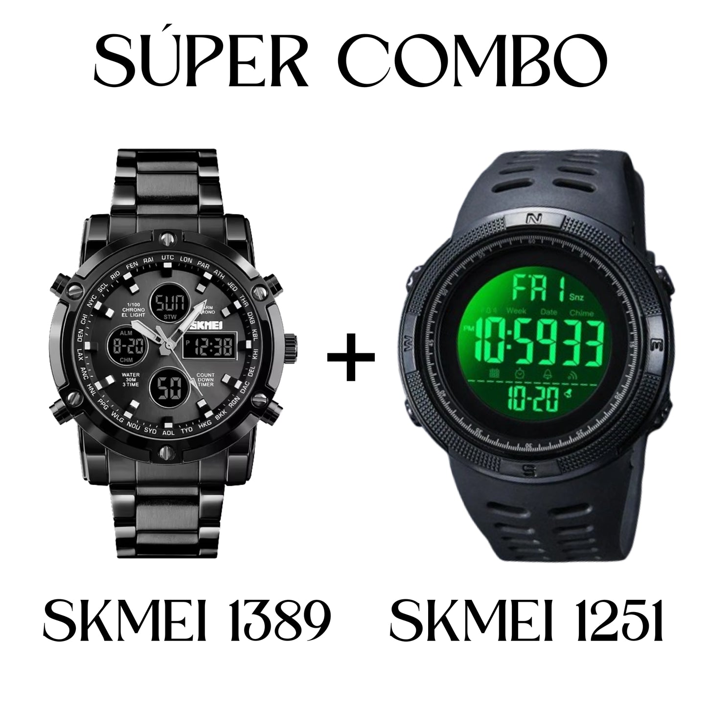 COMBO RELOJ SKMEI 1389 + SKMEI 1251